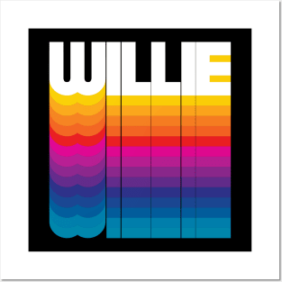 Retro Willie Proud Personalized Name Gift Retro Rainbow Style Posters and Art